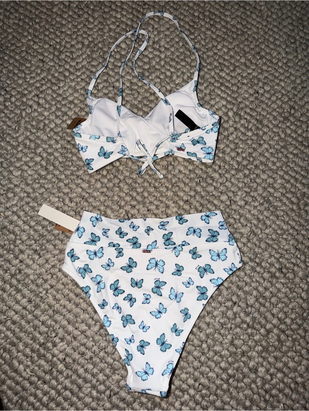 Victoria’s Secret PINK Butterfly Print Bikini in White & Blue - Picture 4 of 5
